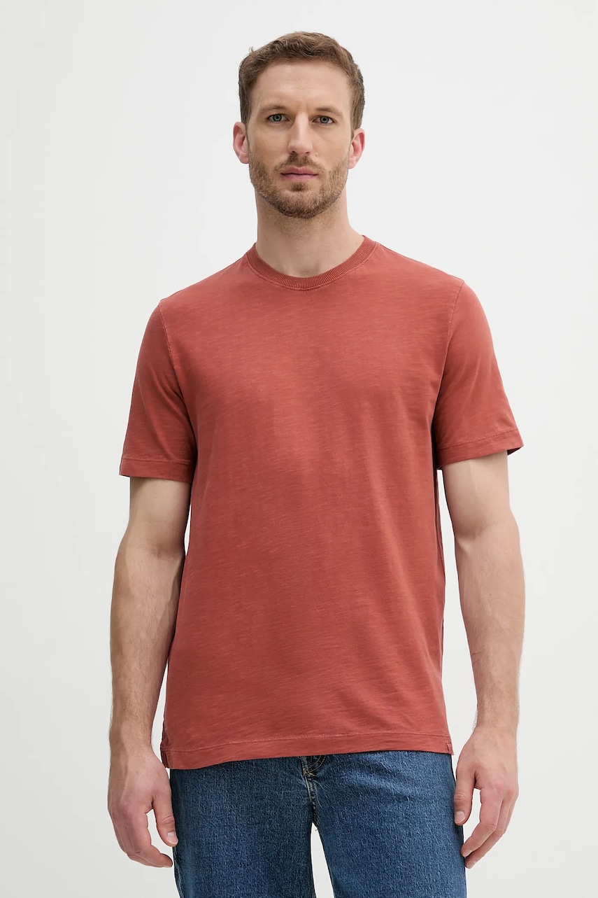 Levně Bavlněné tričko United Colors of Benetton pánské, oranžová barva, 36JGU105U