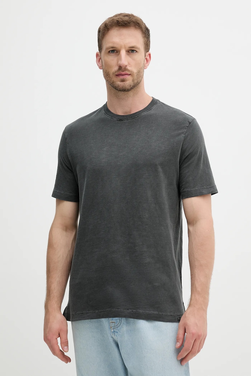 United Colors of Benetton tricou din bumbac culoarea gri, uni, 36JGU105U