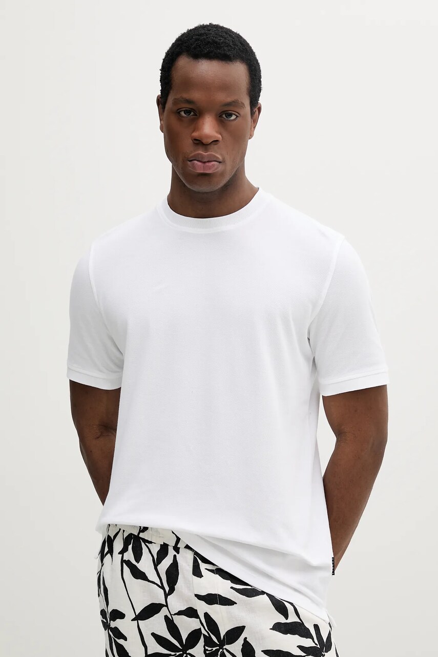Sisley tricou din bumbac culoarea alb, uni, 3089S104J
