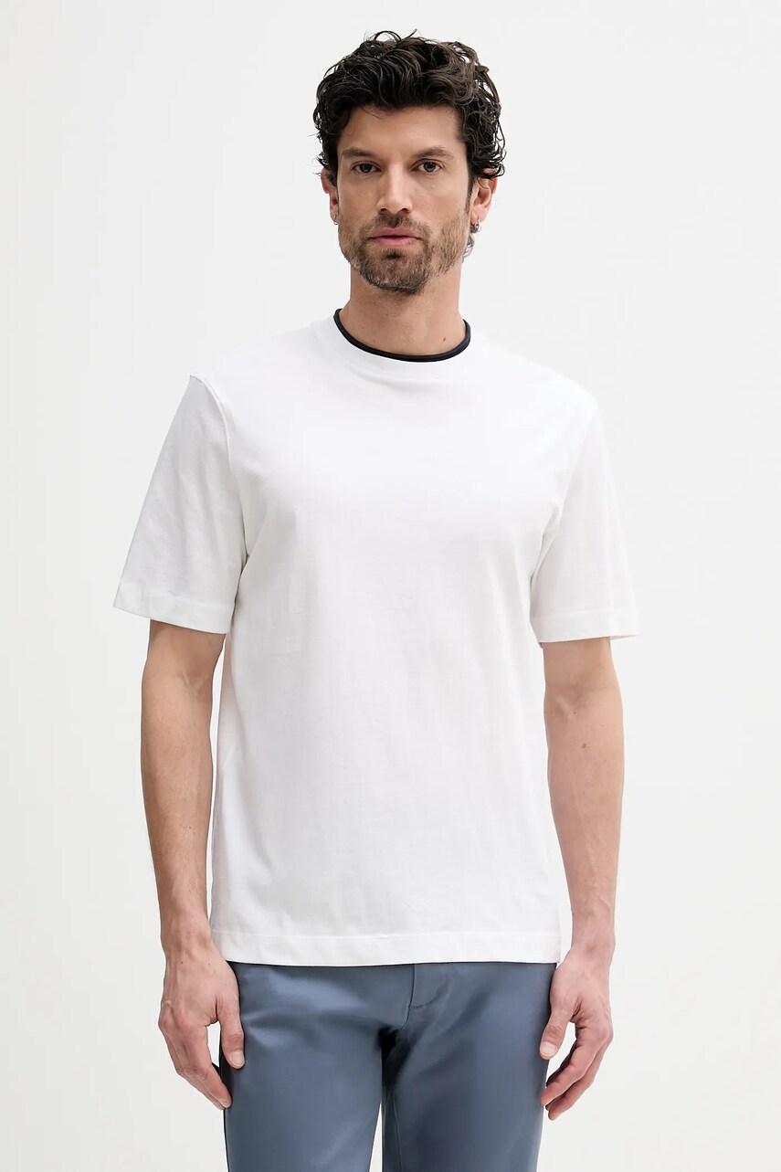 Sisley tricou din bumbac culoarea alb, uni, 3I1XS104G