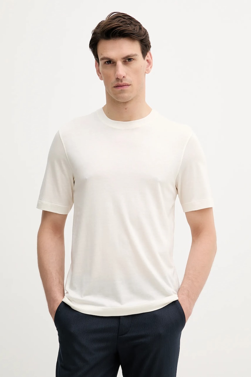 Sisley tricou culoarea bej, uni, 361VS104K