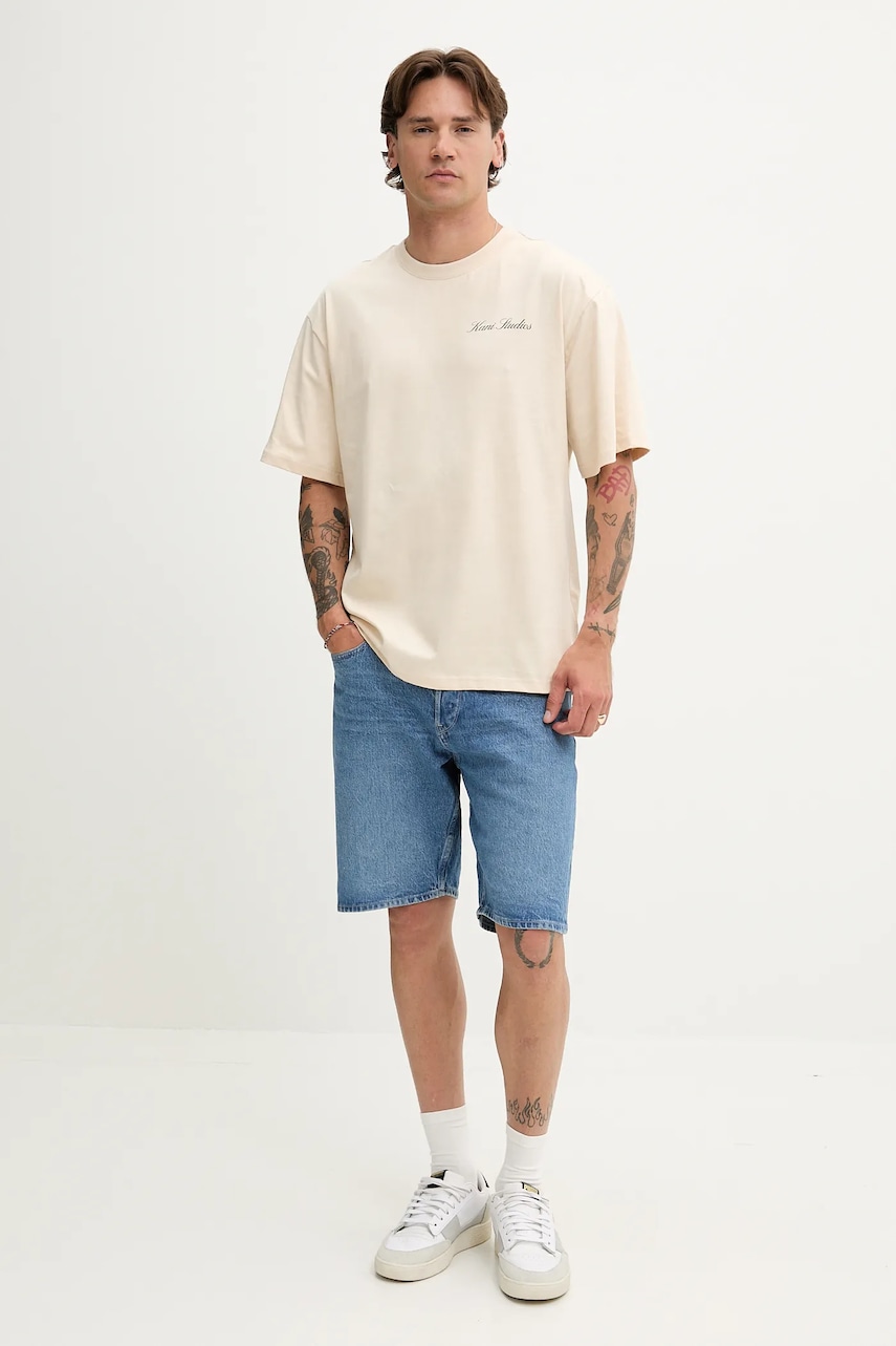 Karl Kani tricou din bumbac culoarea bej, cu imprimeu, PD00005333 Karl Kani tricou din bumbac culoarea bej, cu imprimeu, PD00005333