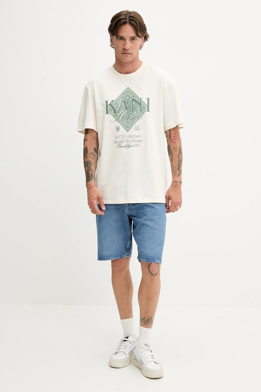 Хлопковая футболка Karl Kani цвет бежевый с принтом PD00005356