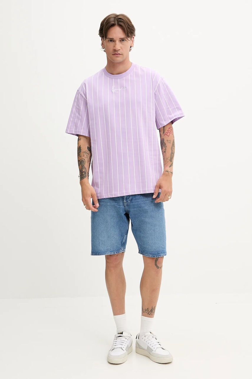 Хлопковая футболка Karl Kani цвет фиолетовый узор PD00005364