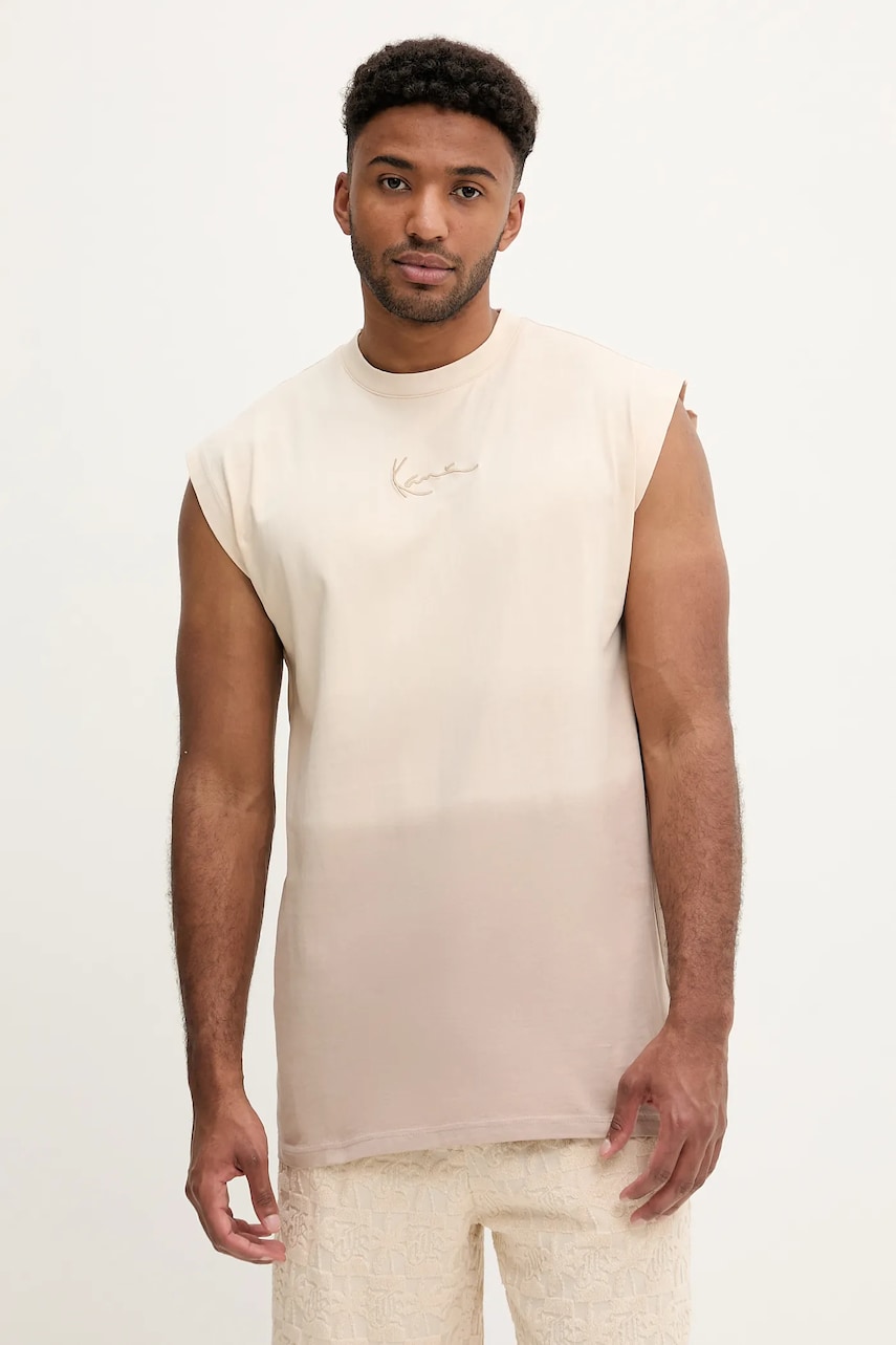 Karl Kani tricou din bumbac culoarea bej, PD00005366