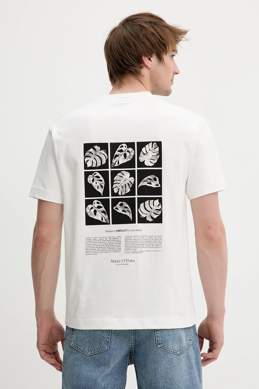 Marc O'Polo tricou din bumbac culoarea alb, cu imprimeu, 524206451260