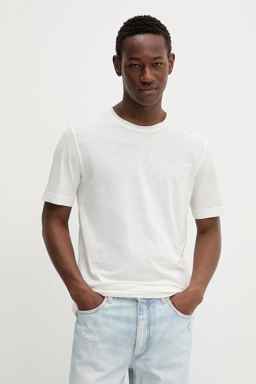 Marc O'Polo tricou din bumbac culoarea bej, uni, 536217651270