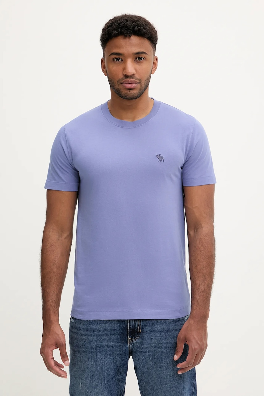 Abercrombie & Fitch tricou din bumbac culoarea violet, cu imprimeu, KI124-5262