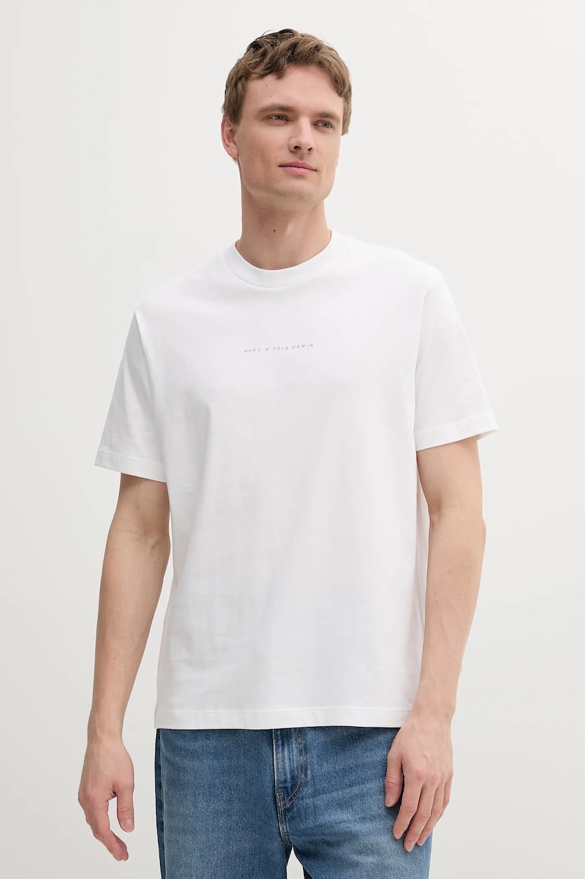 Marc O'Polo tricou din bumbac culoarea alb, cu imprimeu, 5000006809 Marc O'Polo tricou din bumbac culoarea alb, cu imprimeu, 5000006809