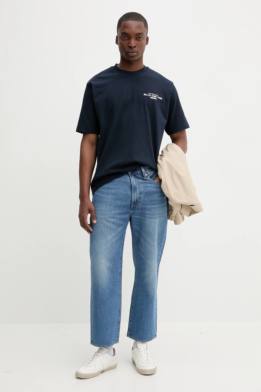 Хлопковая футболка Marc OPolo цвет синий с принтом 5000007261