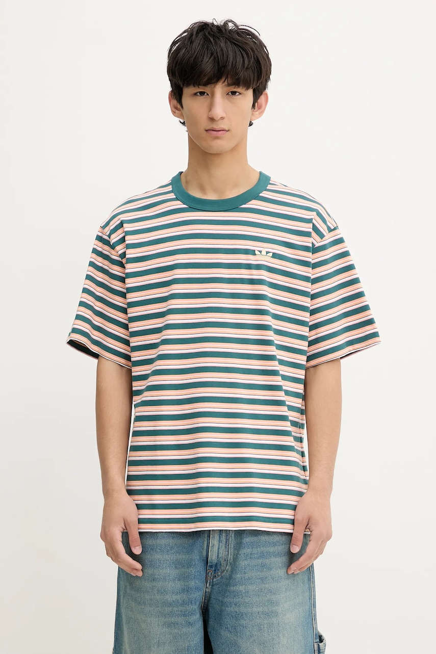 adidas Originals tricou din bumbac Stripe Tee culoarea verde, modelator, KB8357