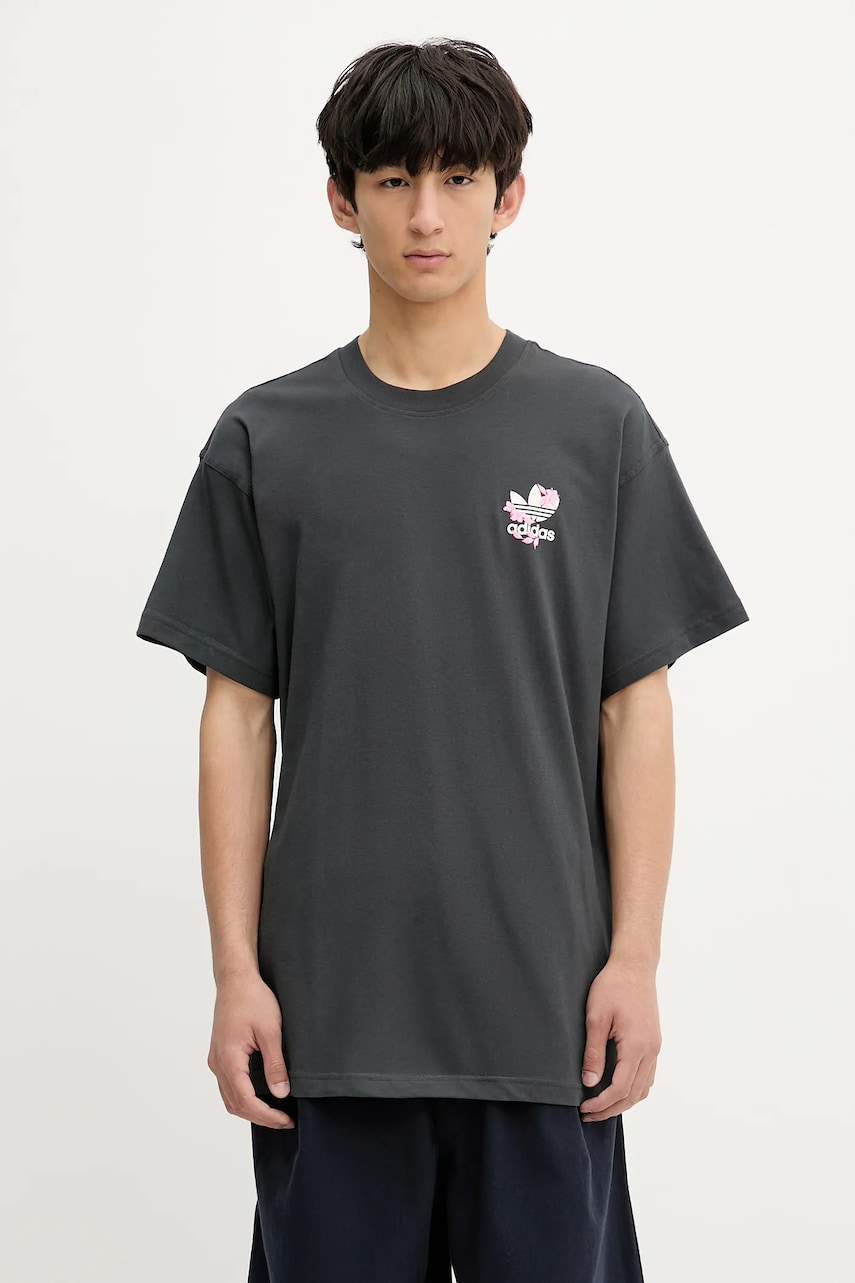 adidas Originals tricou din bumbac Florals Logo culoarea negru, cu imprimeu, KE6587