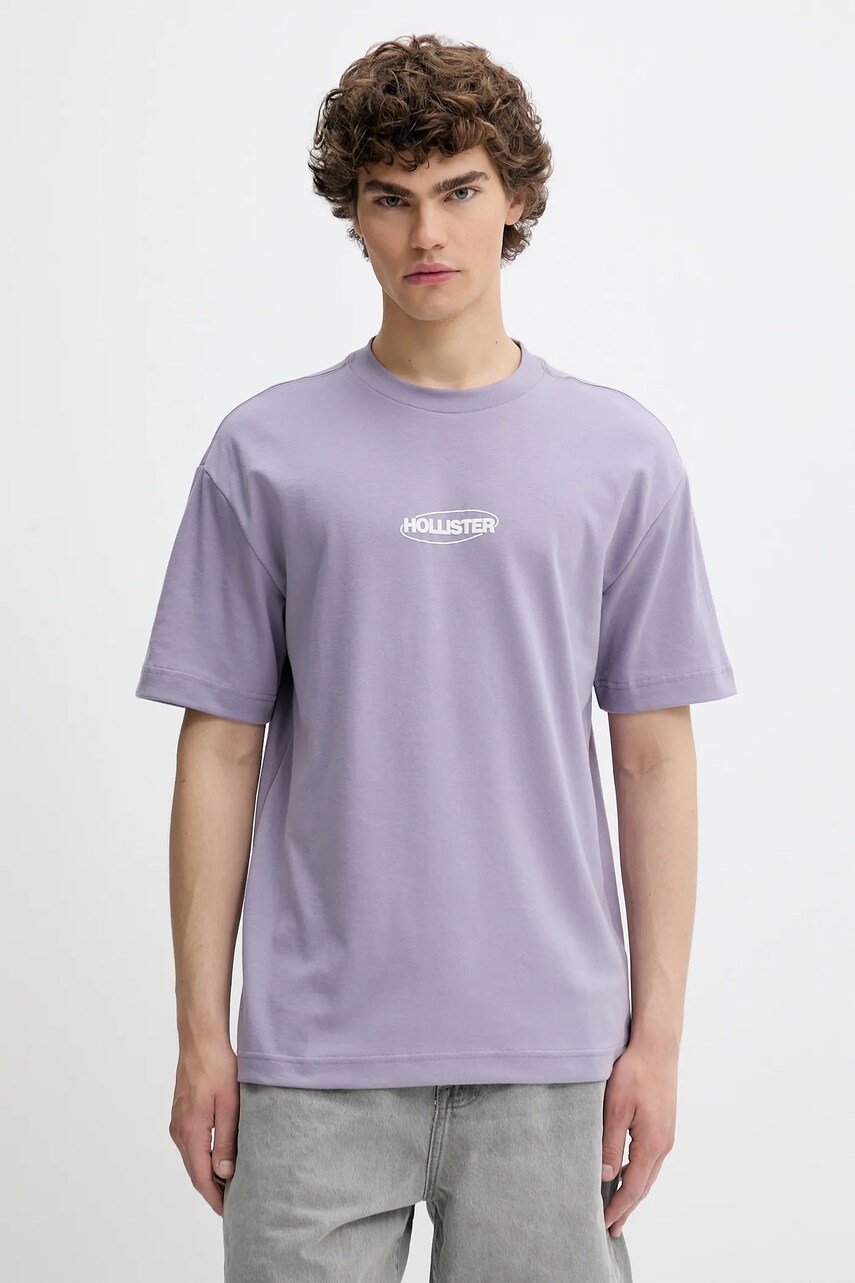 Hollister Co. tricou culoarea violet, cu imprimeu, KI323-5272