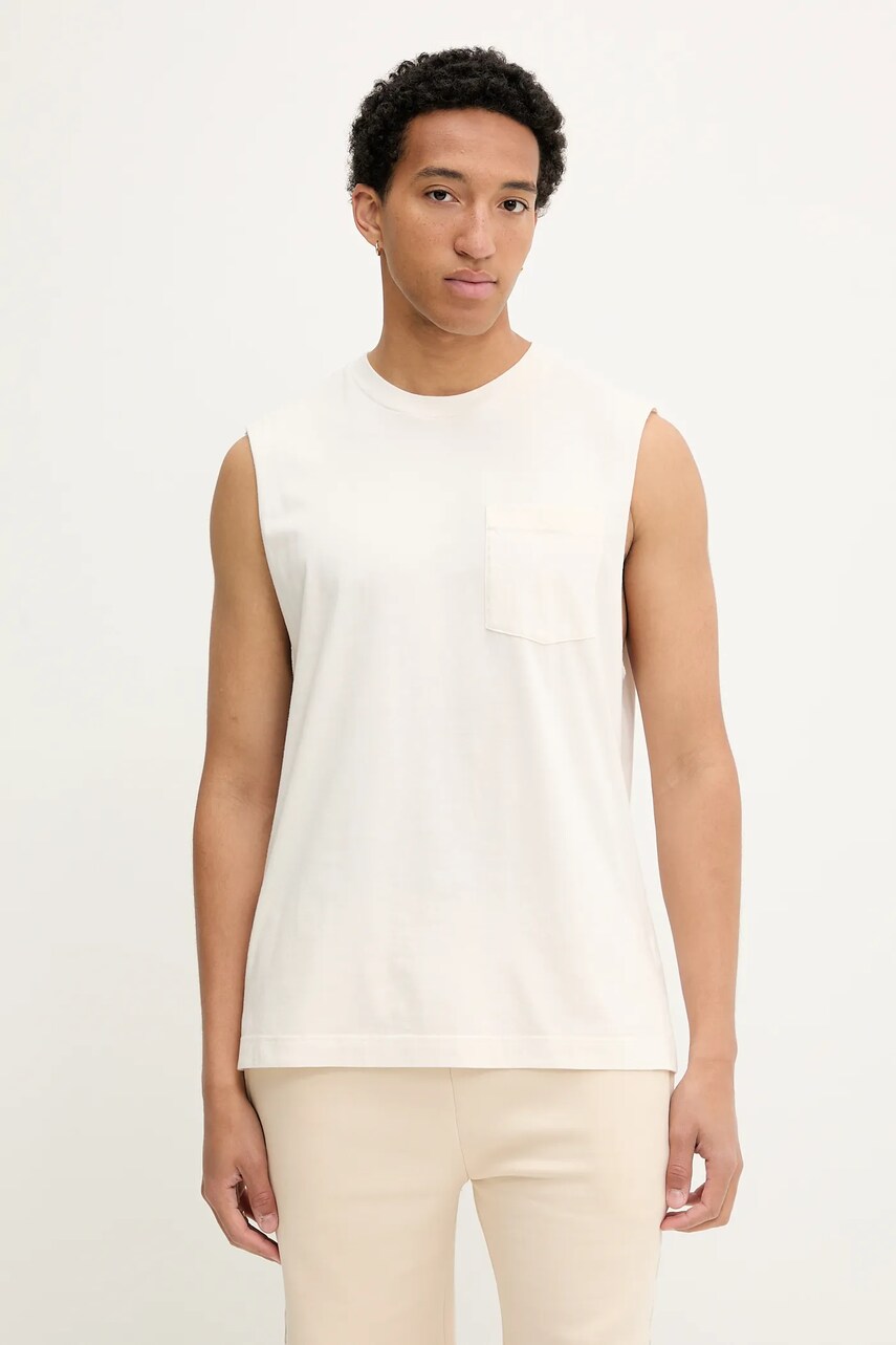 Hollister Co. tricou din bumbac culoarea bej, KI324-5319