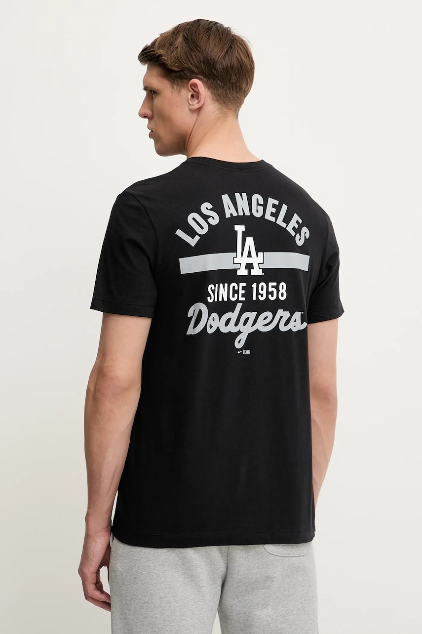 Levně Bavlněné tričko Nike Los Angeles Dodgers pánské, černá barva, s potiskem, N199-00A-LD-9UX