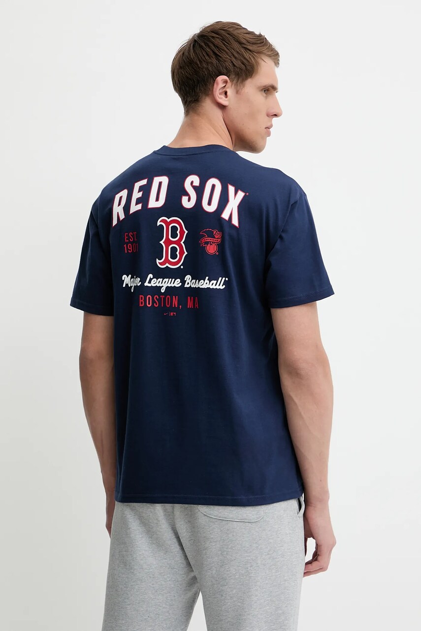 Levně Bavlněné tričko Nike Boston Red Sox pánské, tmavomodrá barva, s potiskem, 01AY-44B-BQ-32K
