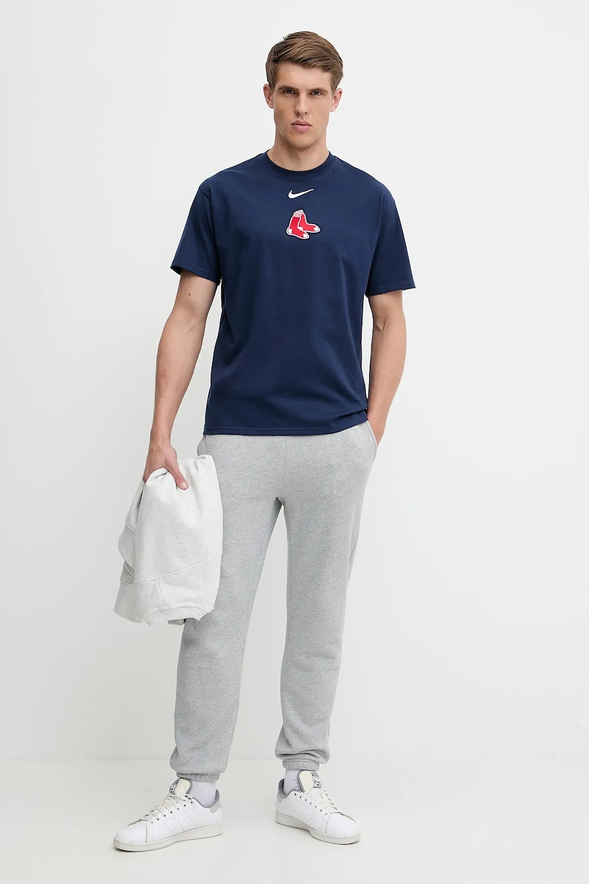 Хлопковая футболка Nike Boston Red Sox цвет синий с принтом 01AY-44B-BQ-32K Хлопковая футболка Nike Boston Red Sox цвет синий с принтом 01AY-44B-BQ-32K