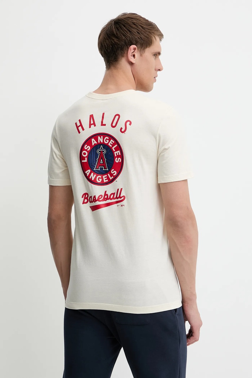 Nike tricou din bumbac Los Angeles Angels culoarea bej, cu imprimeu, N199-15A-ANG-SAZ