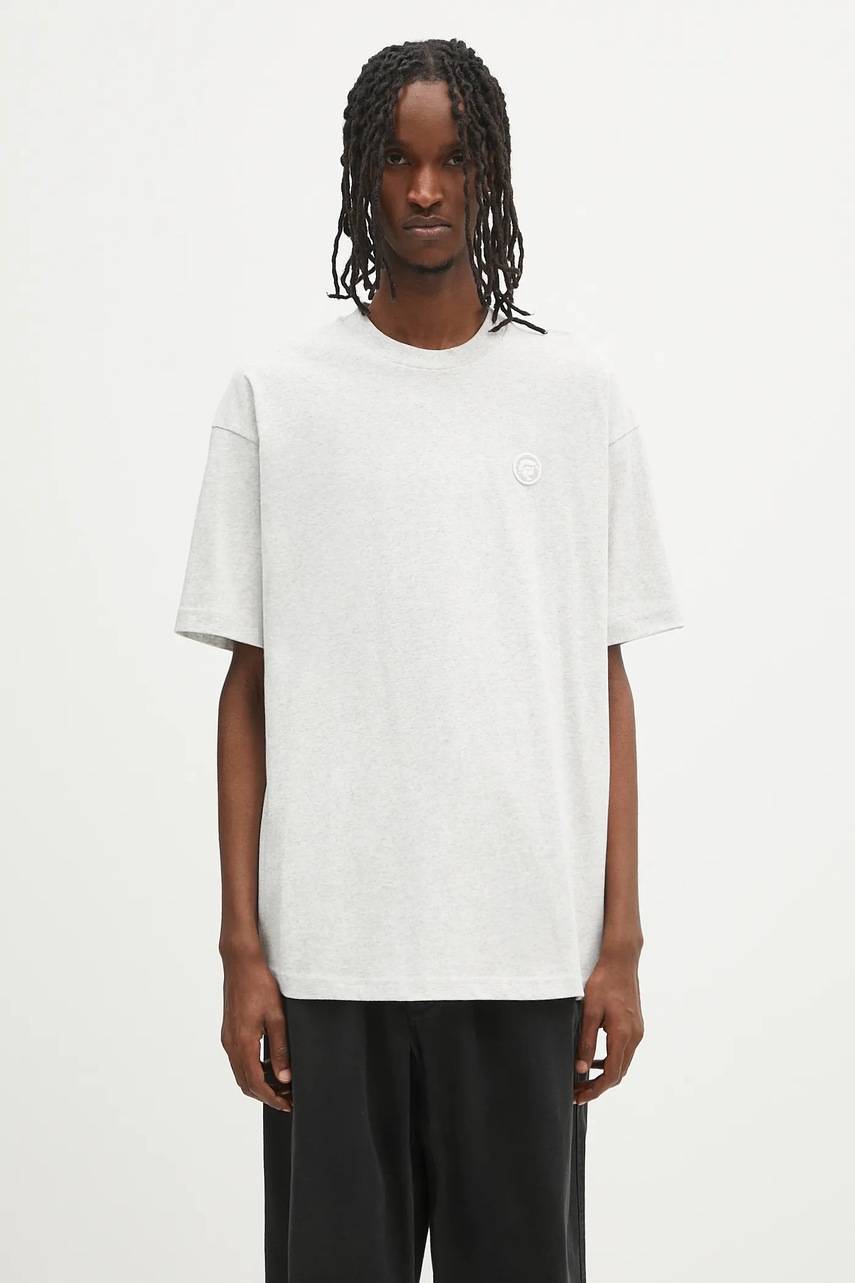 Bavlněné tričko AAPE Now pánské, šedá barva, AAPTEM1598XAO