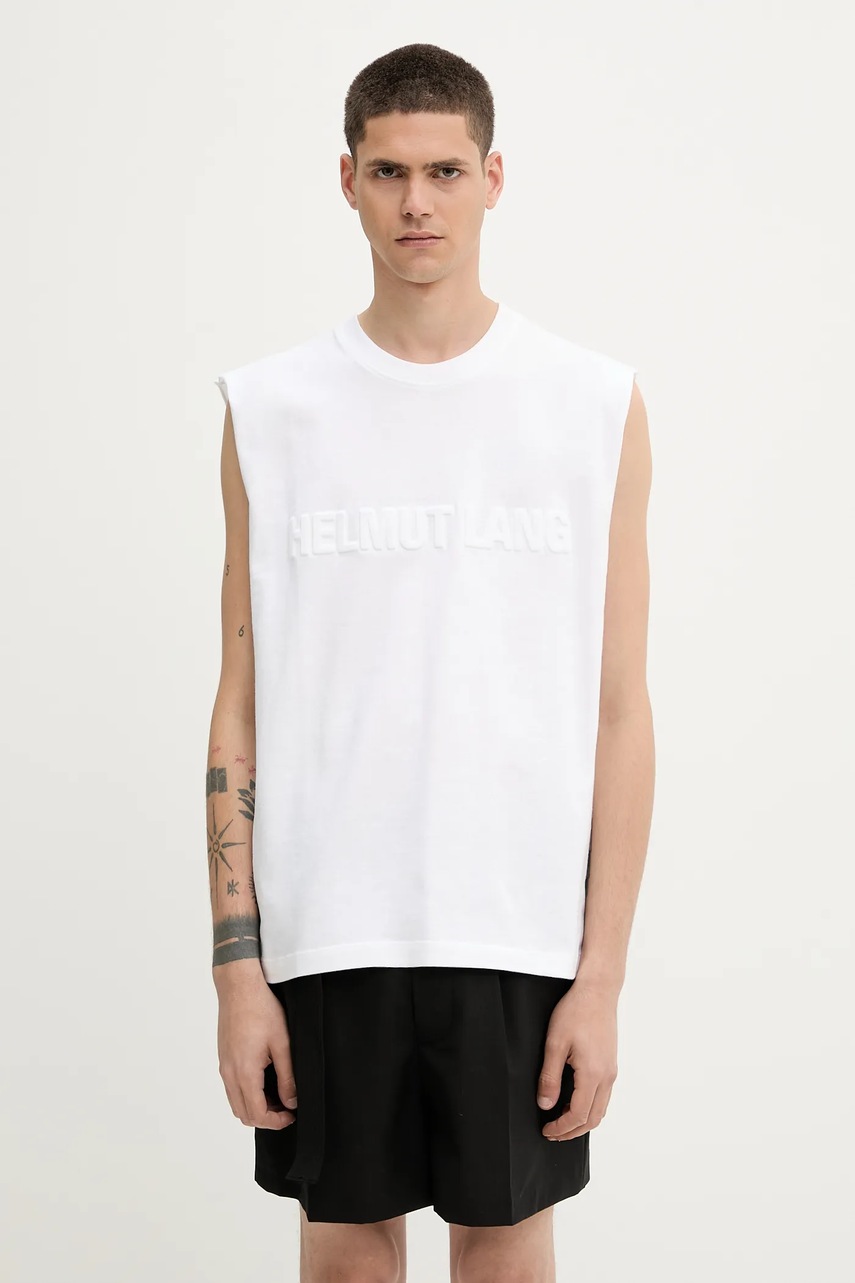 Helmut Lang tricou din bumbac EMBOSSED.TANK.ROUNDE