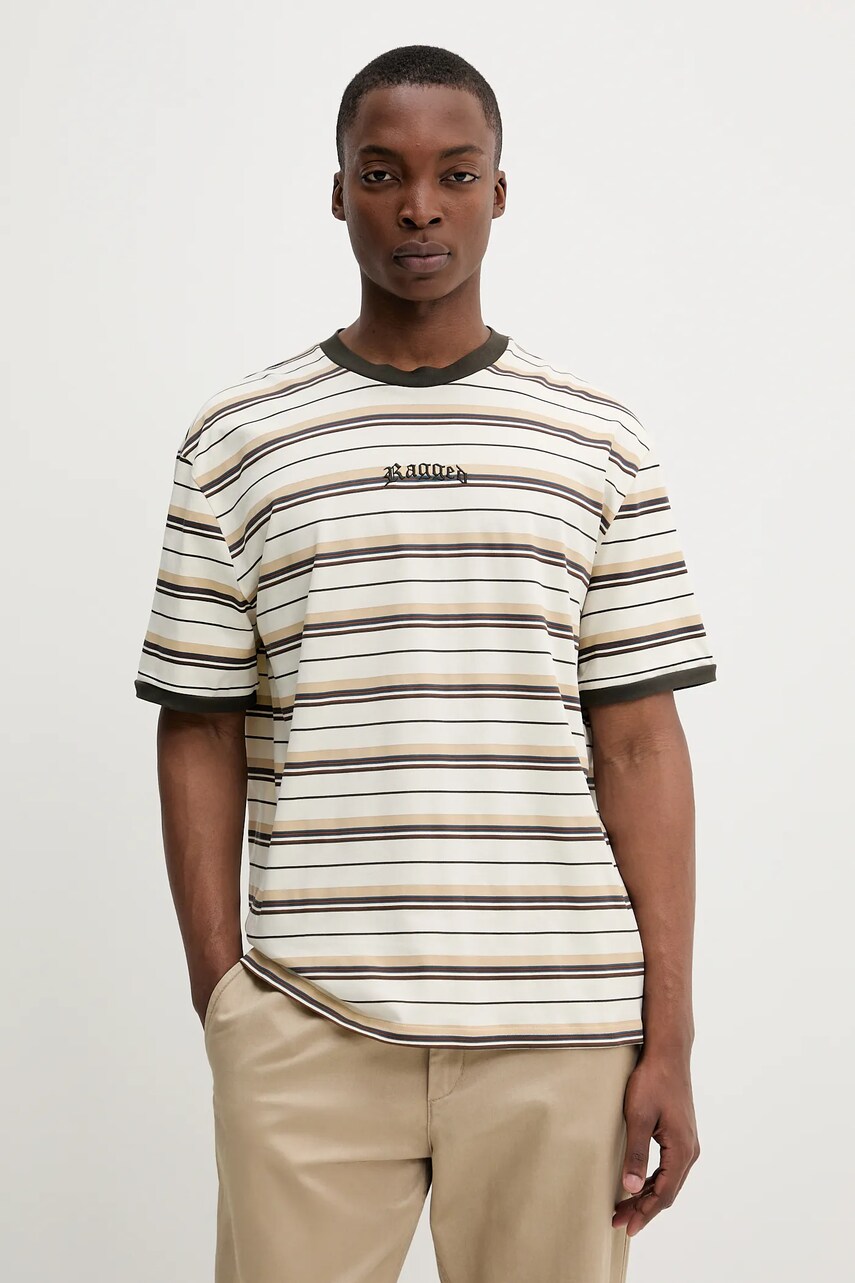 The Ragged Priest tricou din bumbac culoarea bej, cu imprimeu, RPSS252055JS