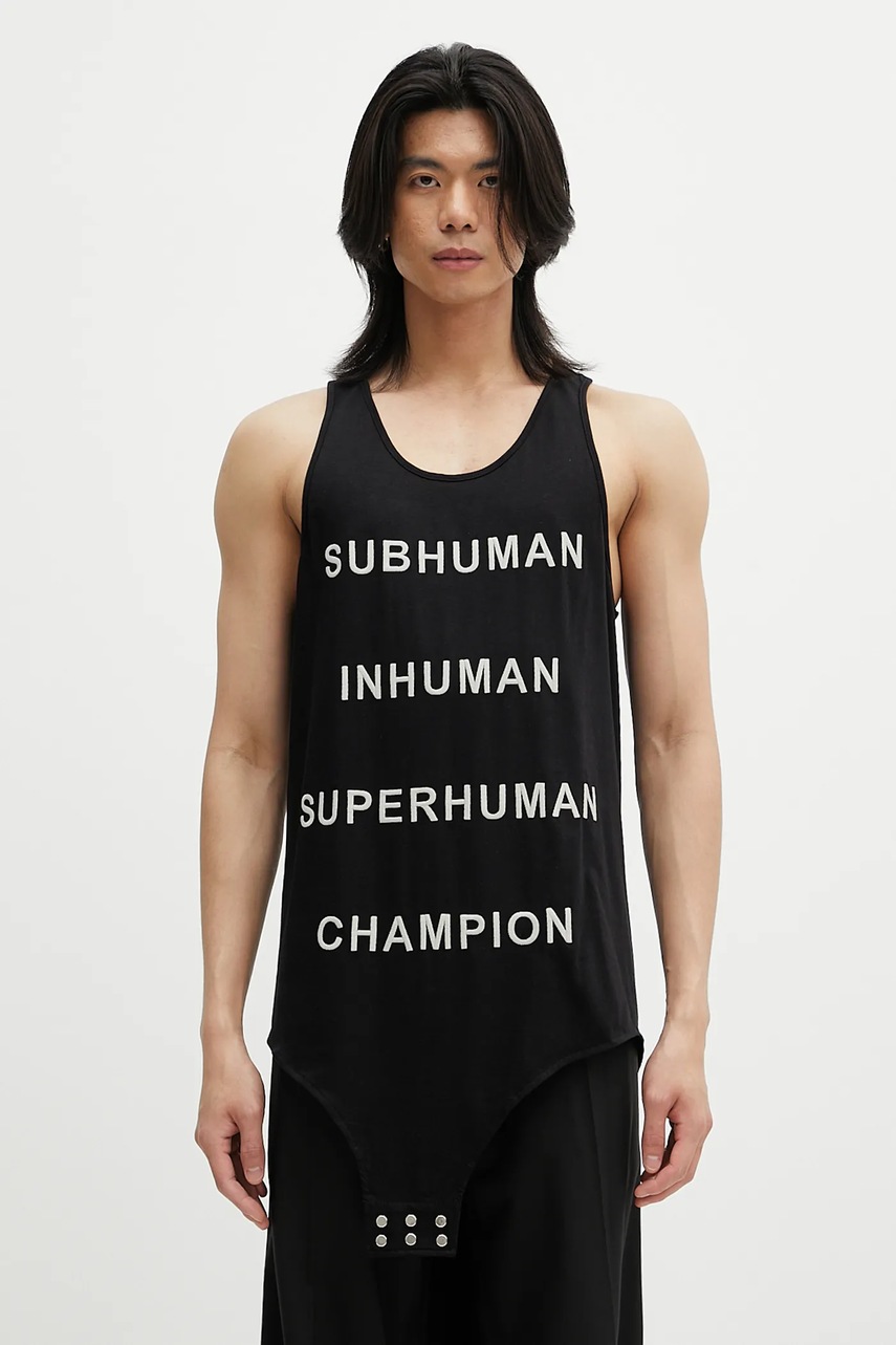Bavlněné tričko Rick Owens DRKSHDW Knitted - Basketball Tank 221678 černá barva, CM01E1678.CHJG