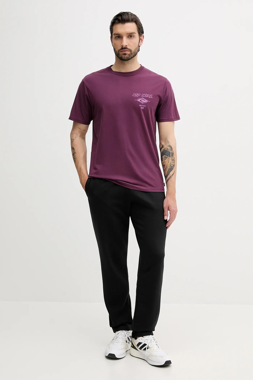 Хлопковая футболка Rip Curl цвет фиолетовый с принтом 0CAMTE