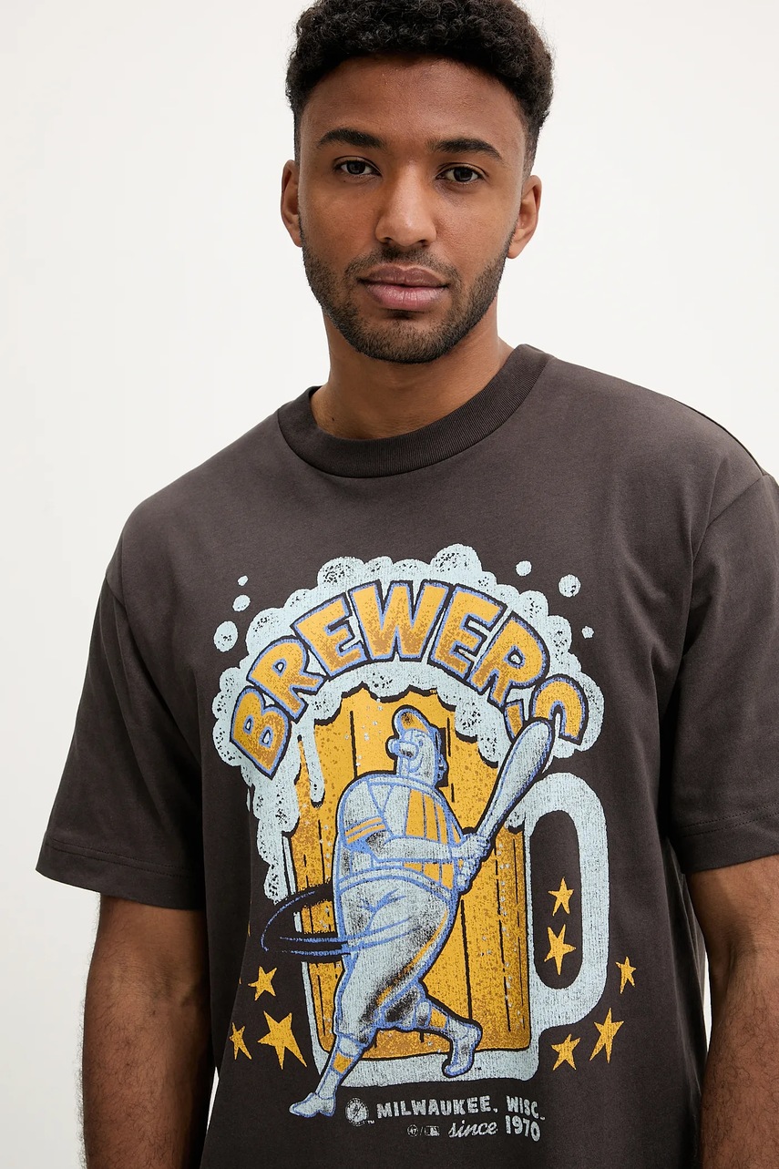 Βαμβακερό μπλουζάκι 47 brand BC013TMKBRU643621C9 ανδρικό, χρώμα: γκρι, MLB Milwaukee Brewers Sigma φωτογραφία