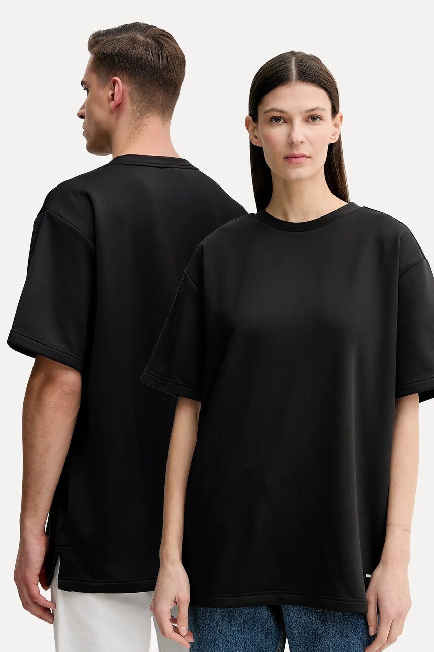 Rains tricou Sintra Fleece Tee culoarea negru, neted, 21800.01