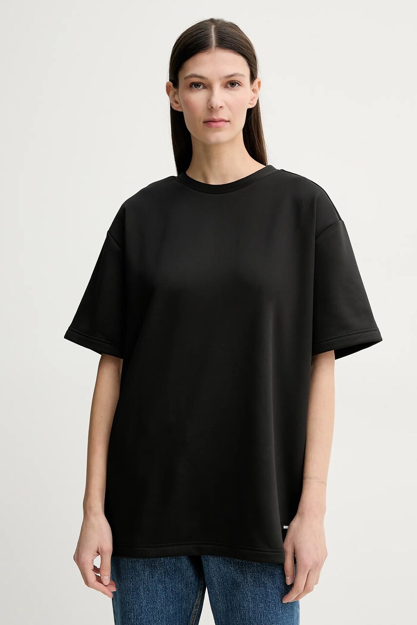 Rains tricou Sintra Fleece Tee culoarea negru, neted, 21800.01