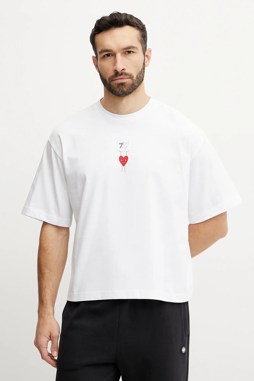 EA7 Emporio Armani tricou din bumbac culoarea alb, cu imprimeu, AF13243.7X000038
