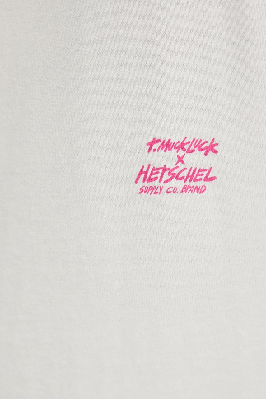 Βαμβακερό μπλουζάκι Herschel χρώμα: μπεζ, 50546-05977 φωτογραφία