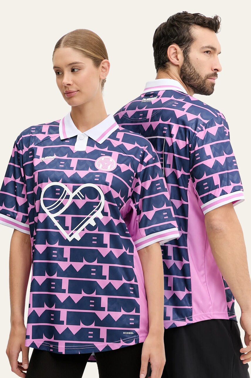 Hummel tricou polo Hummel x Community Love culoarea bleumarin, cu imprimeu, 227576