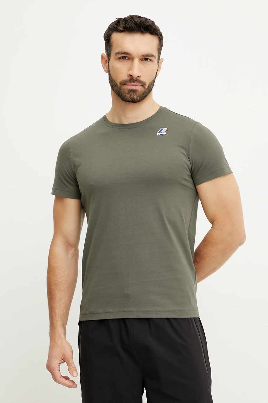 K-Way tricou din bumbac culoarea verde, cu imprimeu, K007JE0