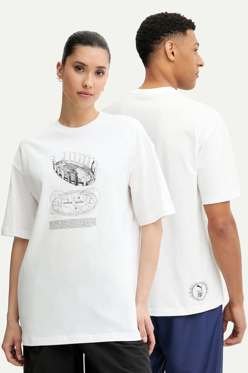 Puma tricou din bumbac PUMA x HARRY POTTER culoarea alb, cu imprimeu, 630092 Puma tricou din bumbac PUMA x HARRY POTTER culoarea alb, cu imprimeu, 630092