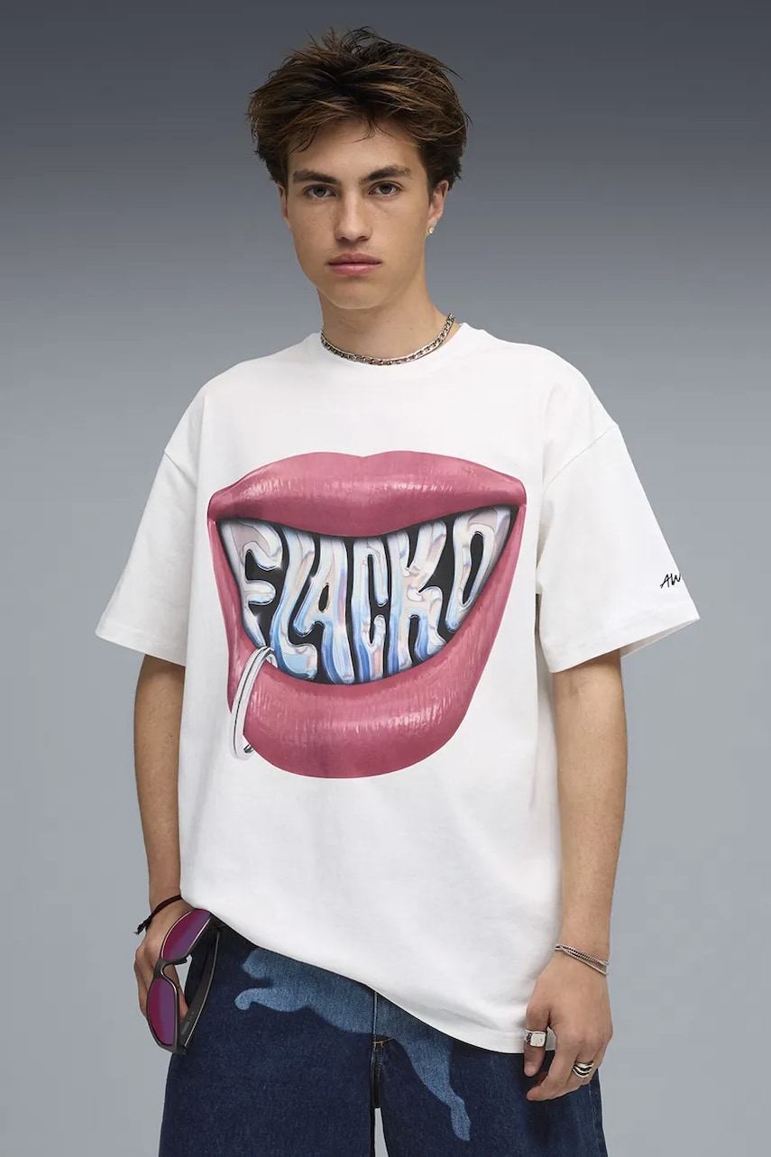 Puma tricou din bumbac PUMA x A$AP ROCKY culoarea alb, cu imprimeu, 633388
