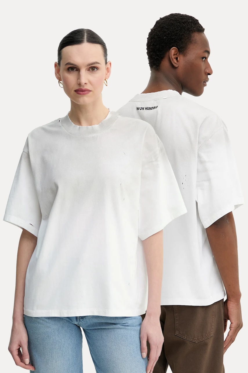 Won Hundred tricou din bumbac culoarea bej, neted, 3610-12071 Won Hundred tricou din bumbac culoarea bej, neted, 3610-12071