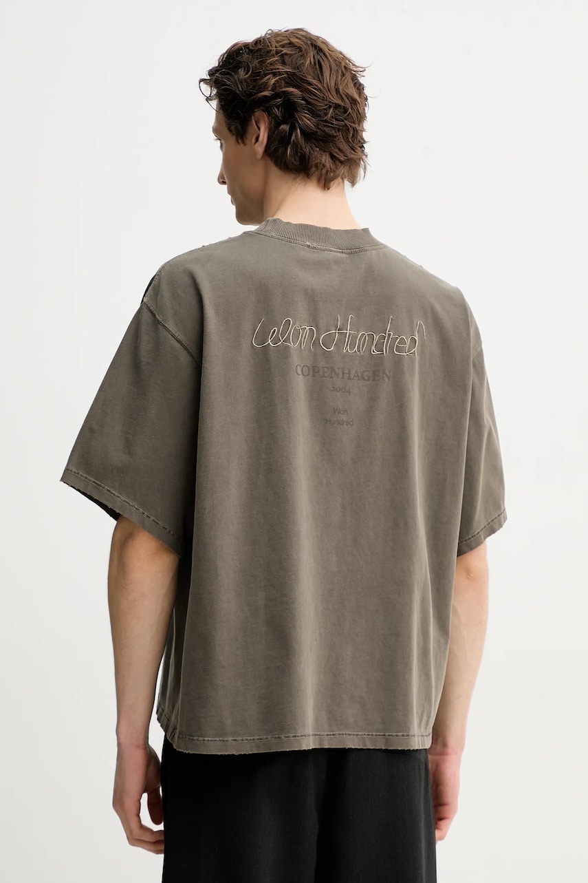 Won Hundred tricou din bumbac culoarea maro, neted, 3612-12071 Won Hundred tricou din bumbac culoarea maro, neted, 3612-12071