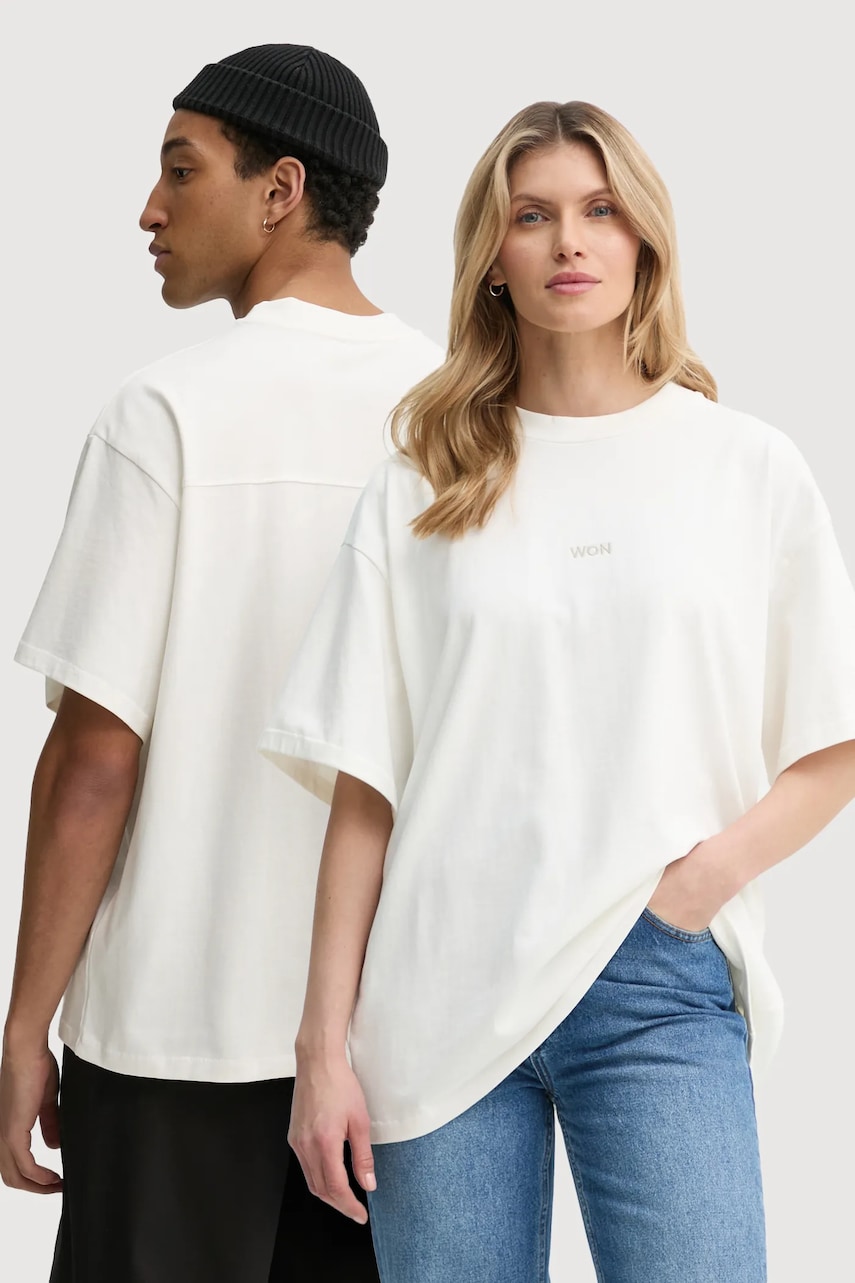 Won Hundred tricou din bumbac culoarea bej, neted, 3728-12089 Won Hundred tricou din bumbac culoarea bej, neted, 3728-12089