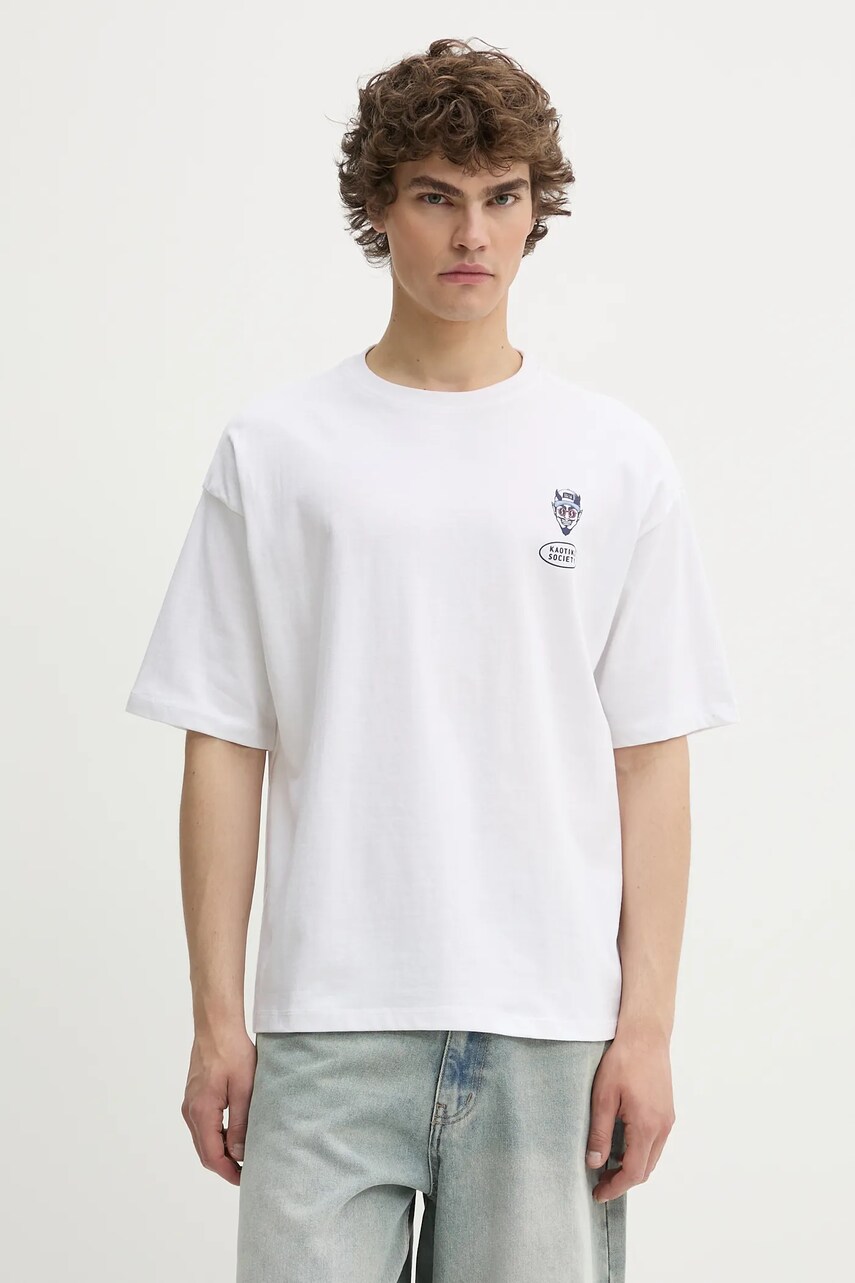Kaotiko tricou din bumbac culoarea alb, cu imprimeu, AQ053-01S-G002