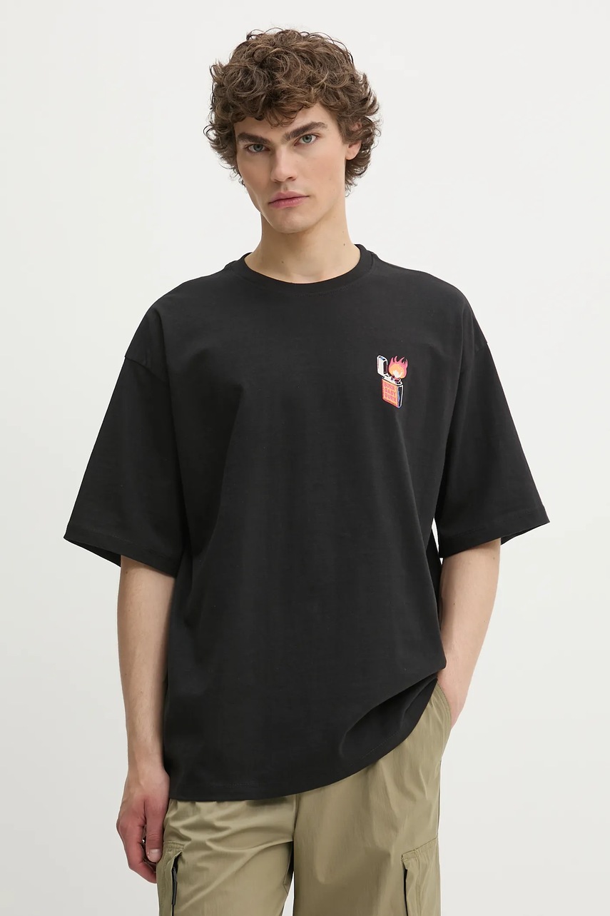 Хлопковая футболка Kaotiko цвет чёрный с принтом AQ092-01-G002