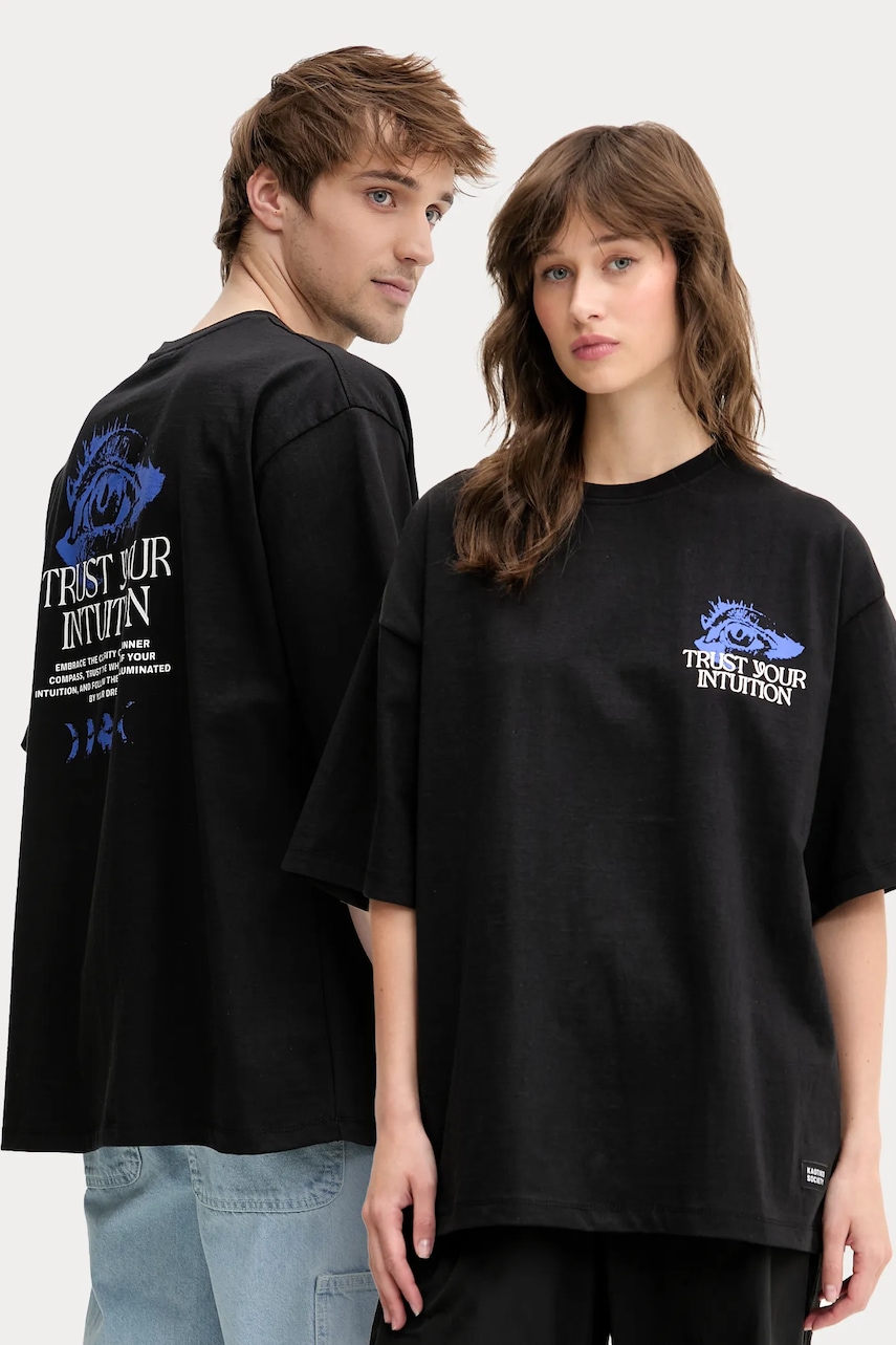 Kaotiko tricou din bumbac culoarea negru, cu imprimeu, AQ095-01-G002 Kaotiko tricou din bumbac culoarea negru, cu imprimeu, AQ095-01-G002