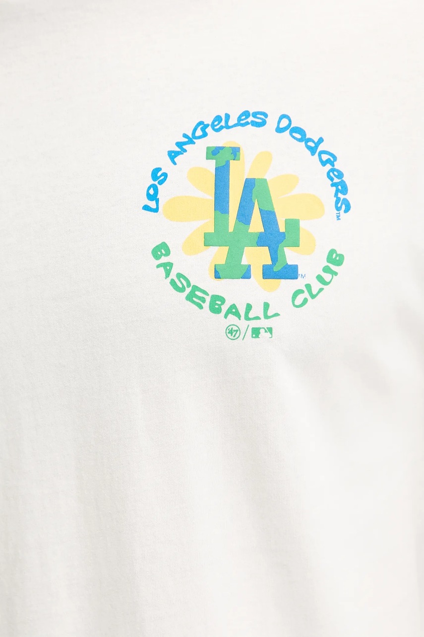 Βαμβακερό μπλουζάκι 47 brand MLB Los Angeles Dodgers ανδρικό, χρώμα: μπεζ, BB012TMIIIY657544SS φωτογραφία