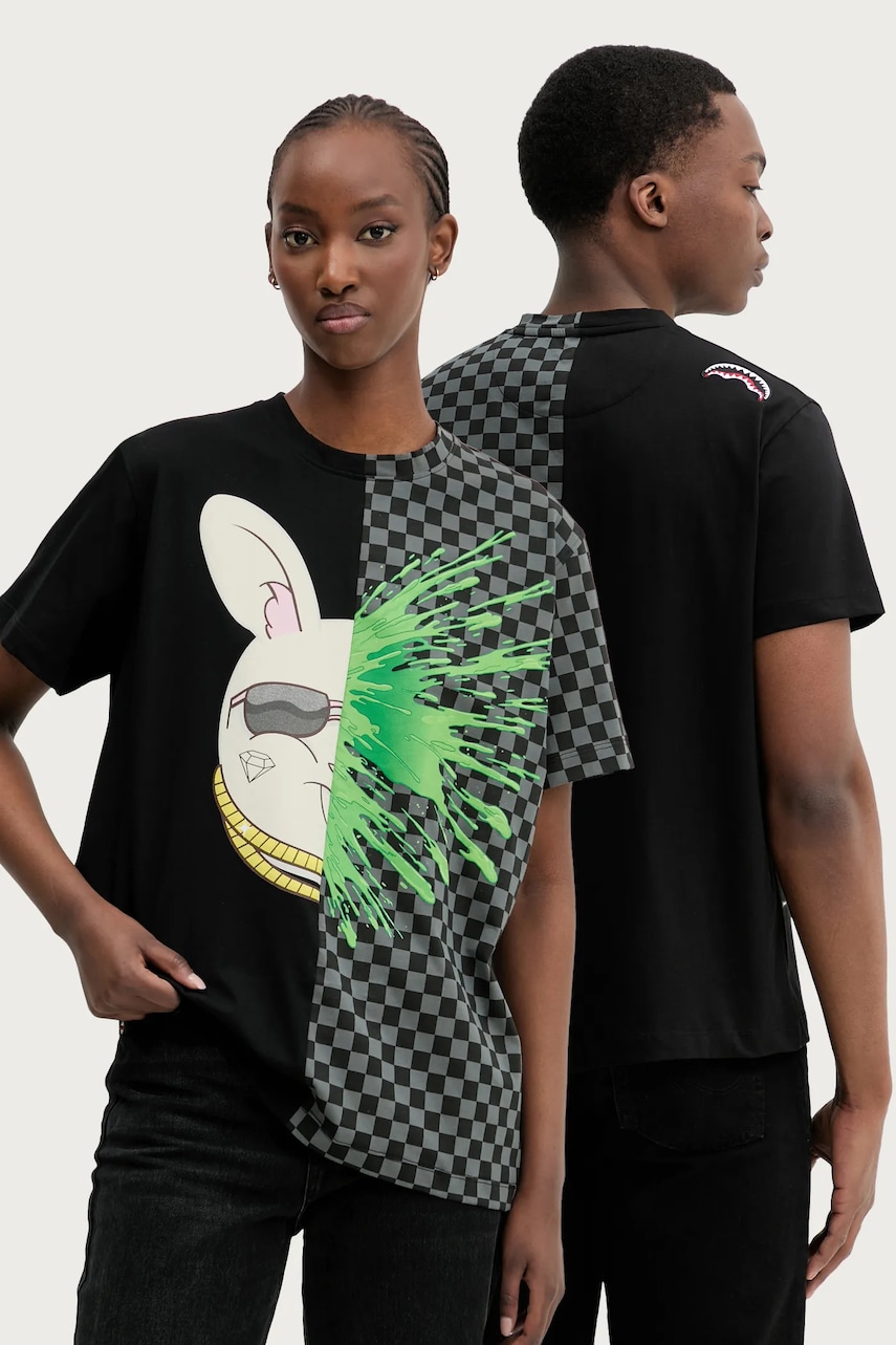 Sprayground tricou din bumbac culoarea negru, modelator, SP710 Sprayground tricou din bumbac culoarea negru, modelator, SP710
