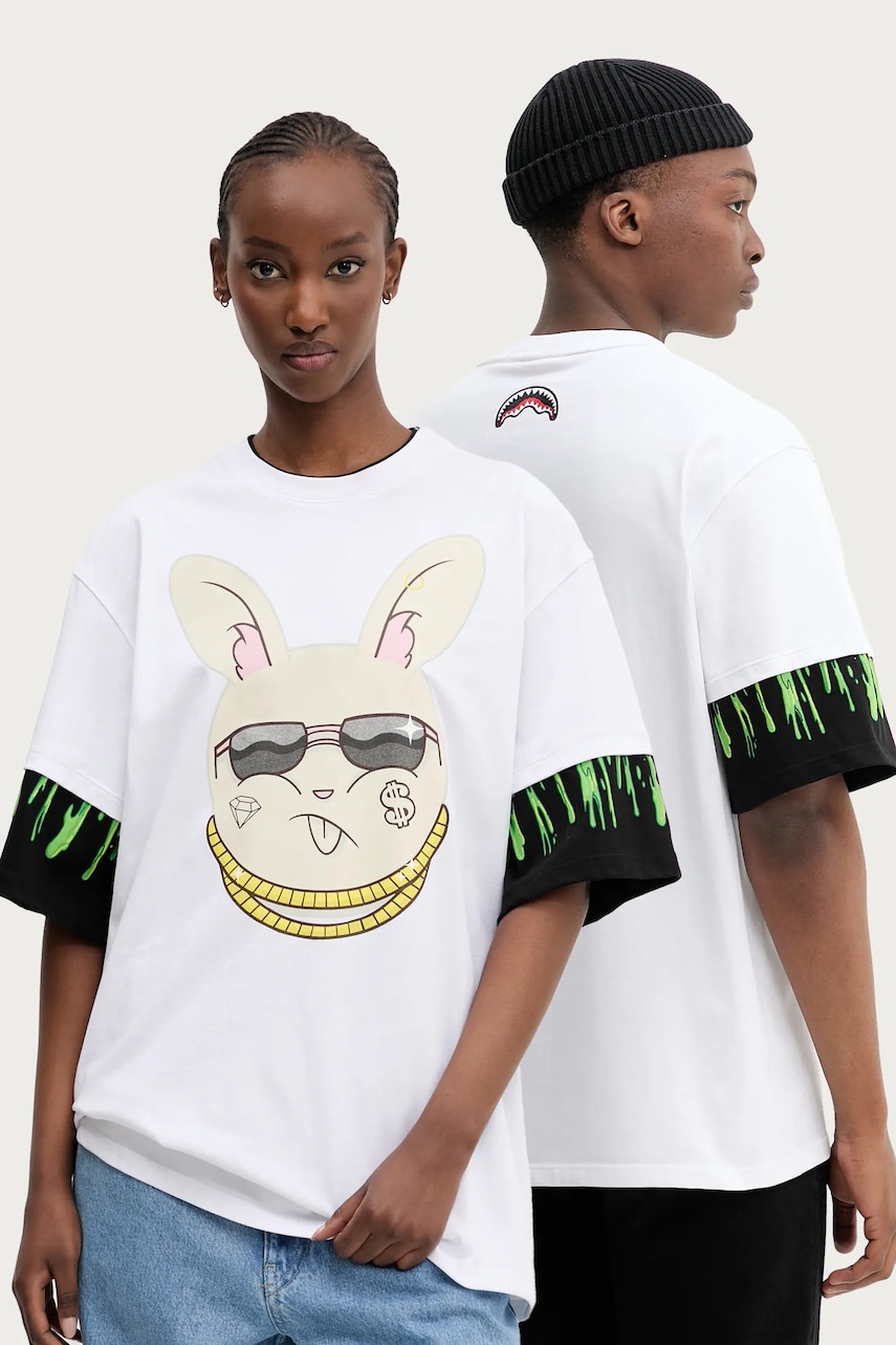 Sprayground tricou din bumbac culoarea alb, cu imprimeu, SP711 Sprayground tricou din bumbac culoarea alb, cu imprimeu, SP711