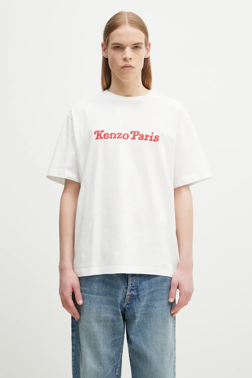 Kenzo tricou din bumbac x Verdy culoarea alb, cu imprimeu, FF58TS4814SG.02