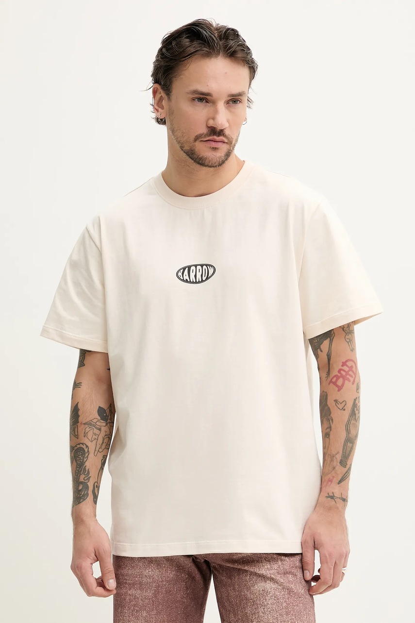 Barrow tricou din bumbac culoarea bej, cu imprimeu, S5BWUATH066