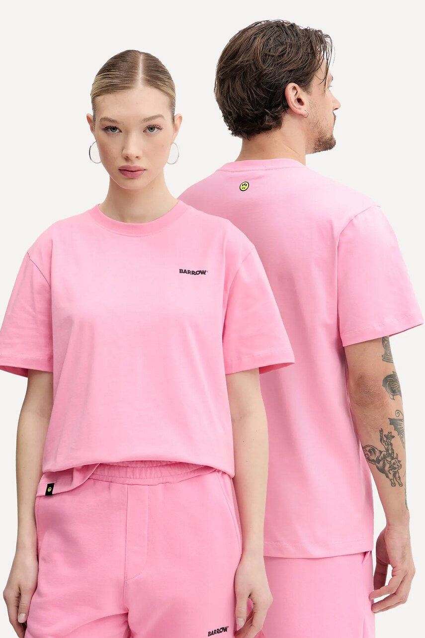 Barrow tricou din bumbac culoarea roz, cu imprimeu, S5BWUATH084