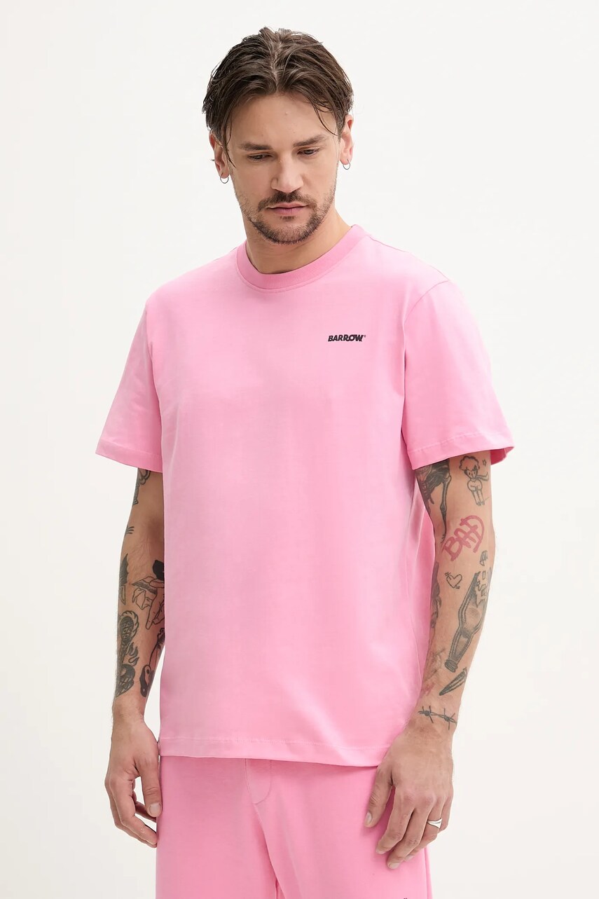 Barrow tricou din bumbac culoarea roz, cu imprimeu, S5BWUATH084