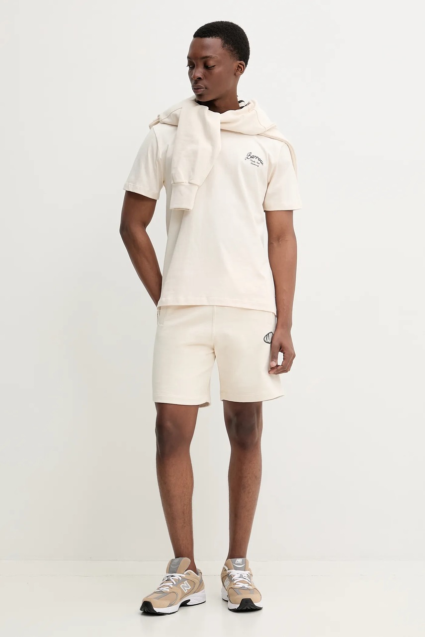 Βαμβακερό μπλουζάκι Barrow χρώμα: μπεζ, S5BWUATH145 φωτογραφία